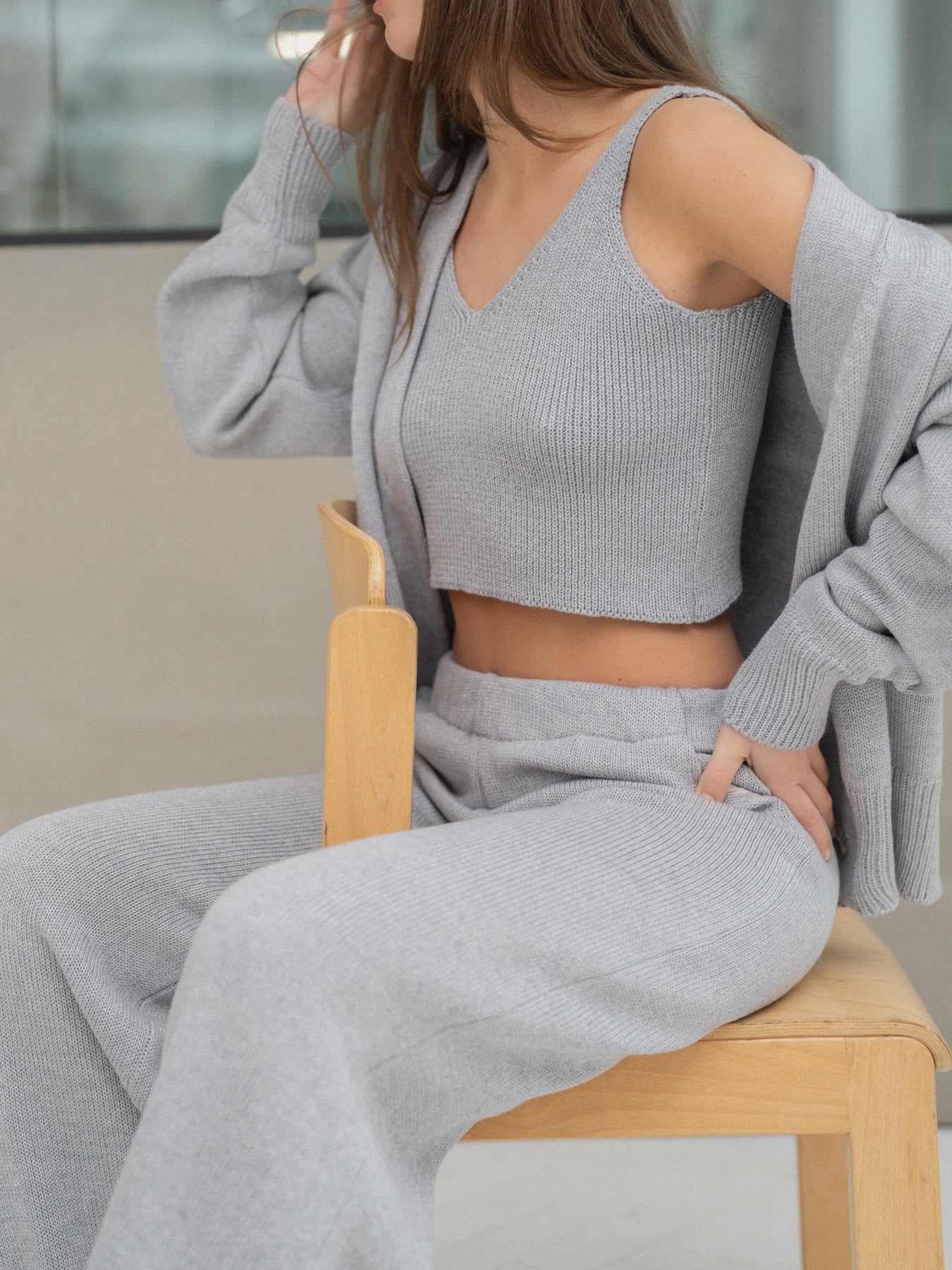 Cardigan and pants suit LEILA grey